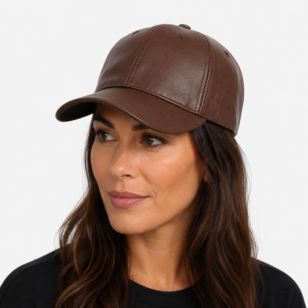 Casquette Cuir Marron Vintage Unisexe