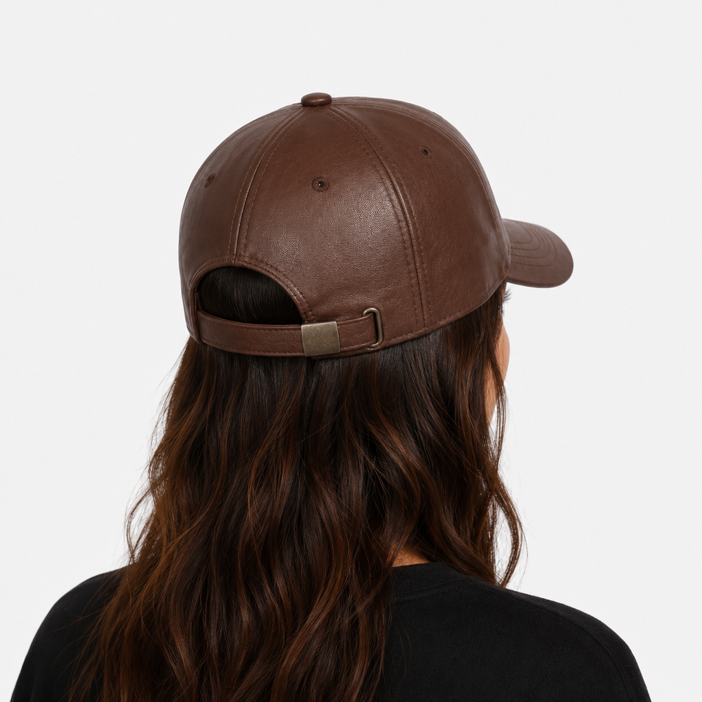 Casquette Cuir Marron Vintage Unisexe