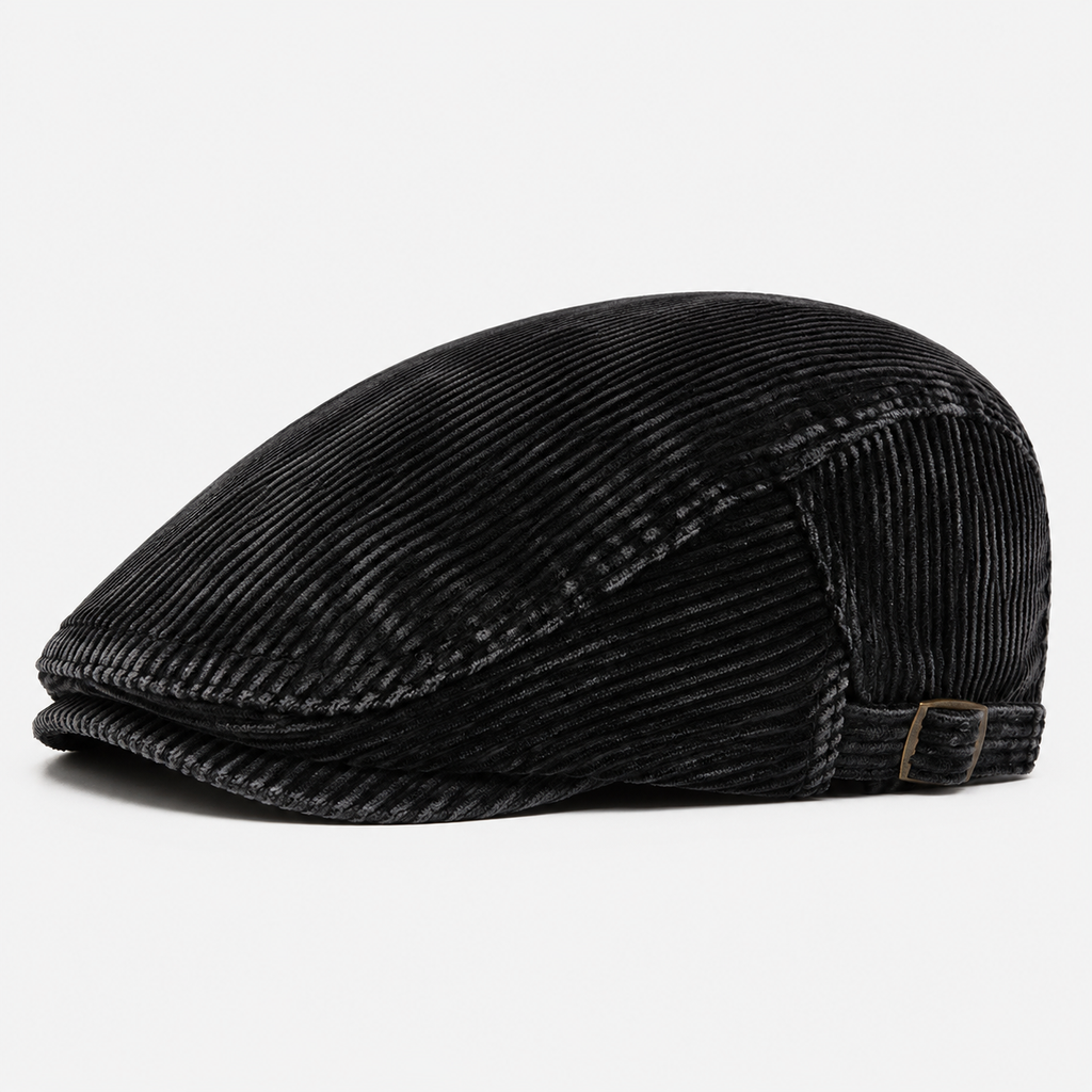 Béret Unisexe Velours Côtelé Noir Classique