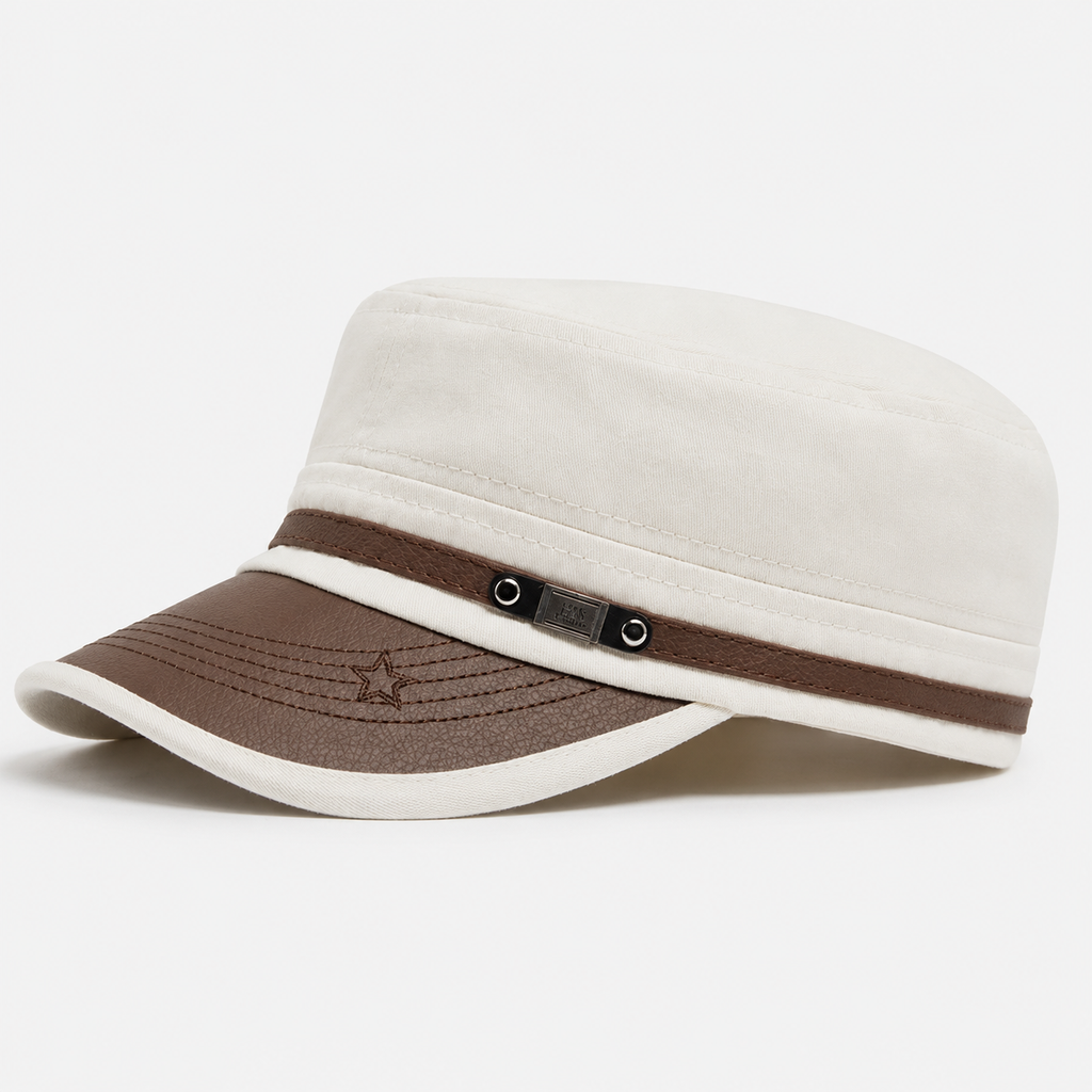 Casquette Style Militaire Blanche Vintage Unisexe