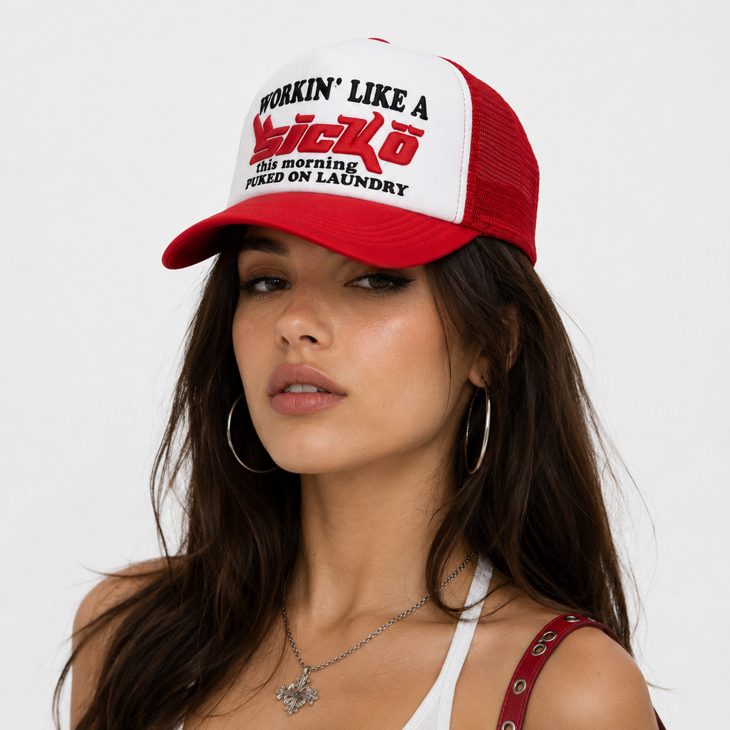 Casquette Trucker en mesh Rouge Vintage Unisexe