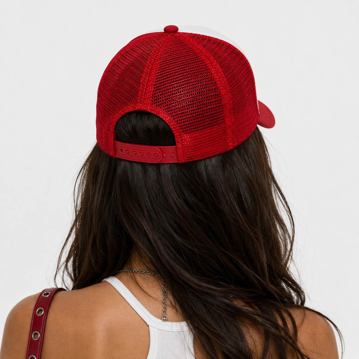 Casquette Trucker en mesh Rouge Vintage Unisexe