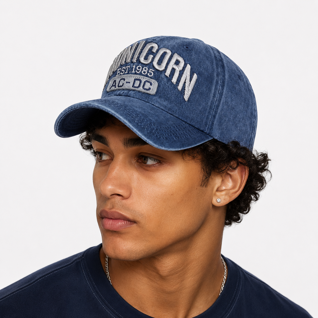 Casquette Denim Bleue Vintage Brodée Unisexe