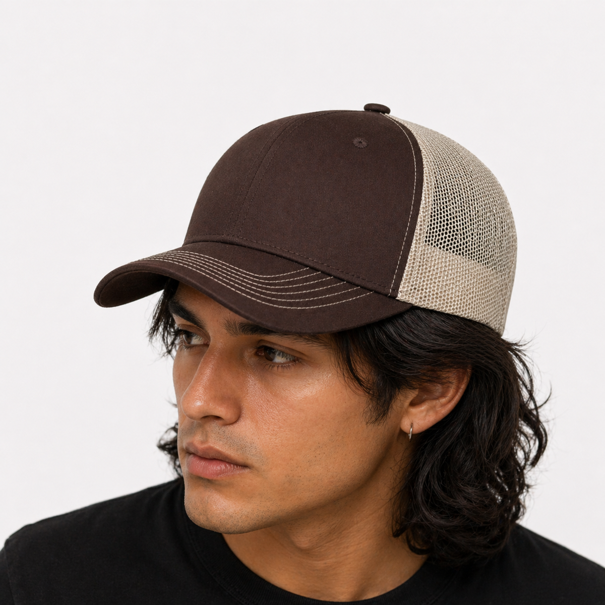 Casquette Marron & Beige Crème