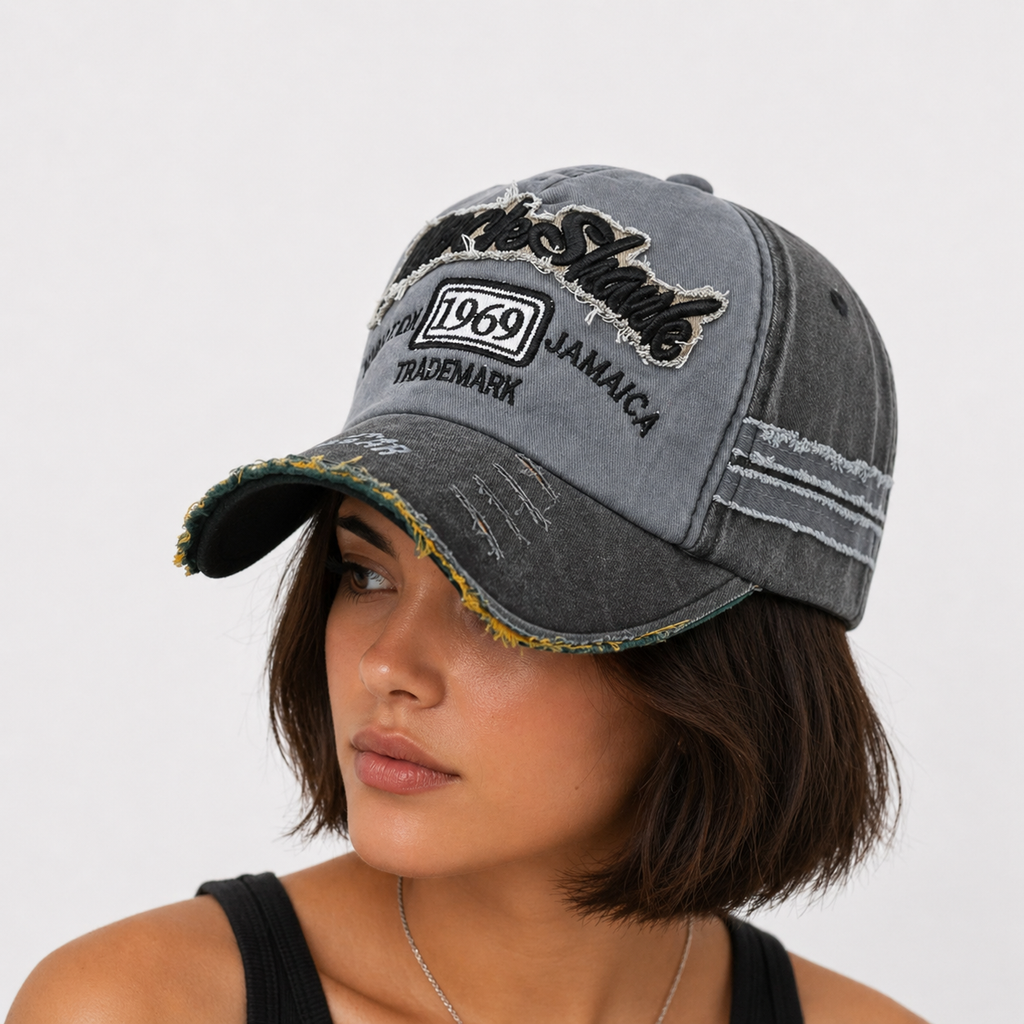 Casquette Snapback Grise 1969 Vintage en Cotton