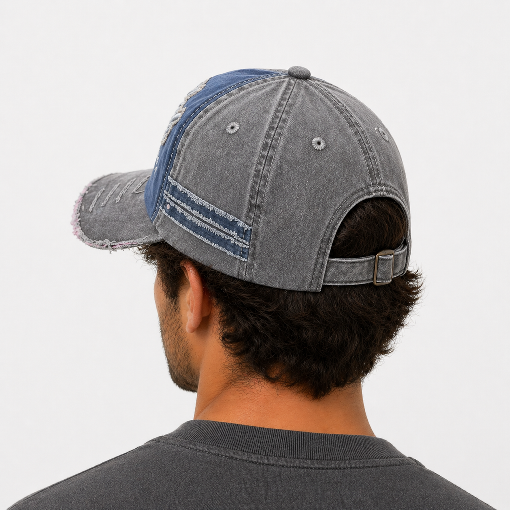 Casquette Snapback Bleu 1969 déchiré en Cotton