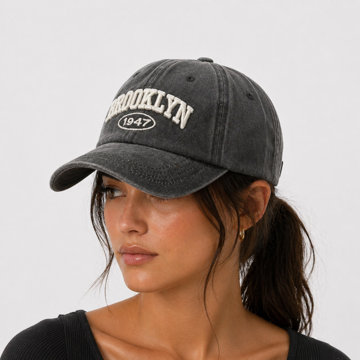 Casquette Baseball Rétro Brooklyn Noir léger en coton 1947