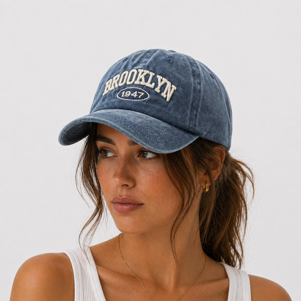 Casquette Rétro Brooklyn Bleu en coton 1947