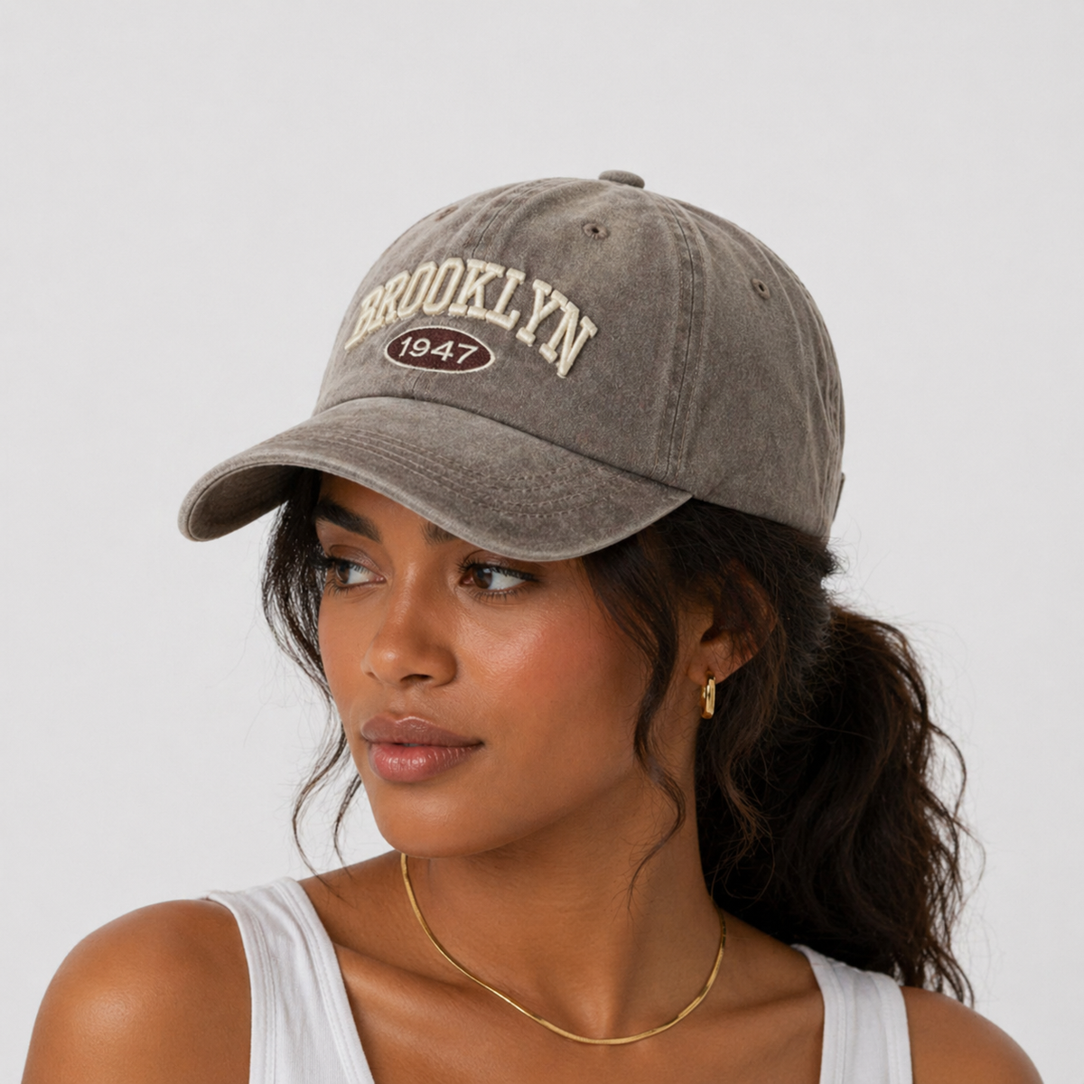 Casquette Rétro Brooklyn Vintage Délavé en coton 1947