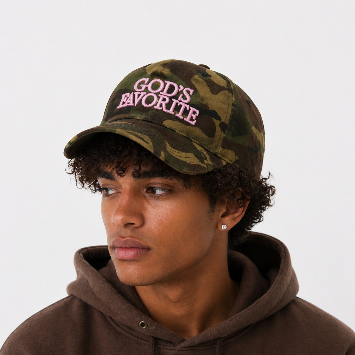 Couvre chef baseball "God's Favorite" Camo militaire en coton