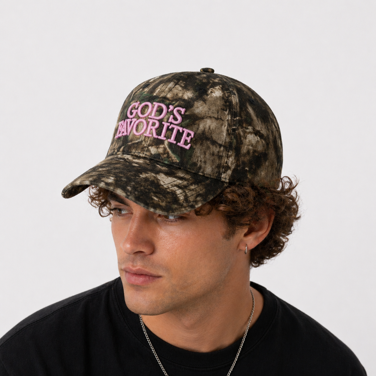 Couvre chef baseball Camo vert jungle avec écriture rose en coton