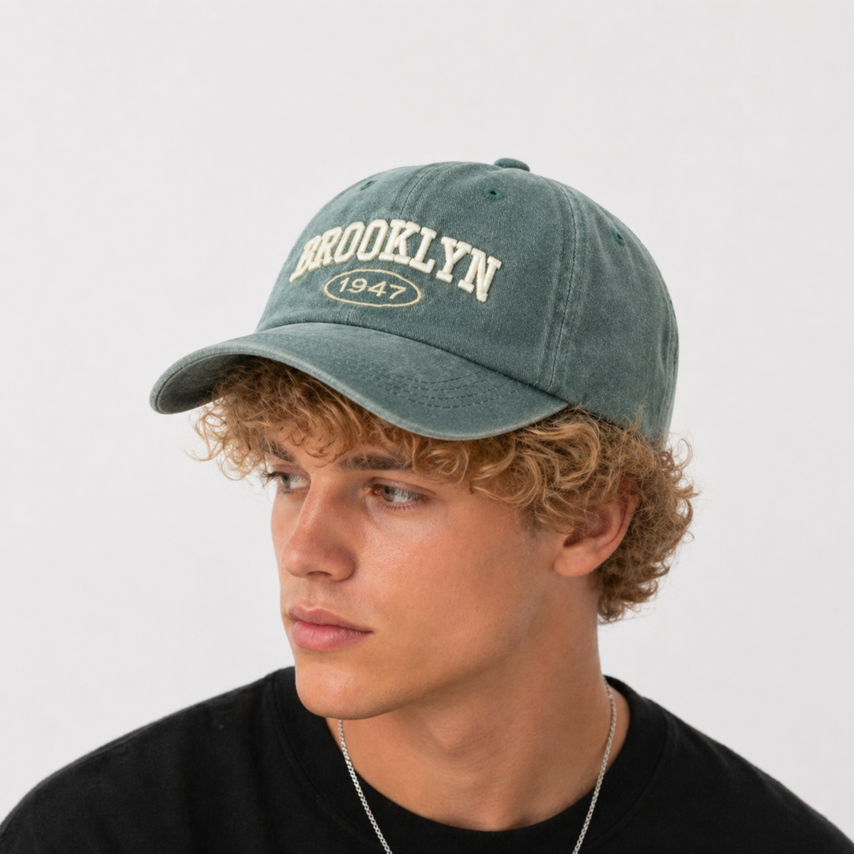 Casquette Rétro Brooklyn Verte en coton 1947
