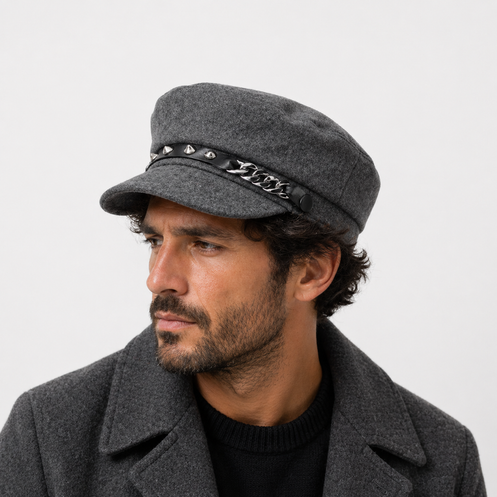 Casquette gavroche unisexe en coton Gris