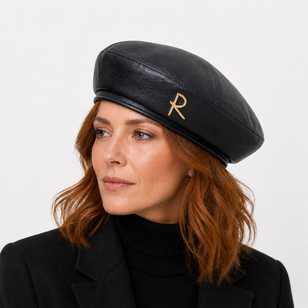 Casquette sculptant Noir "R" en Cuir