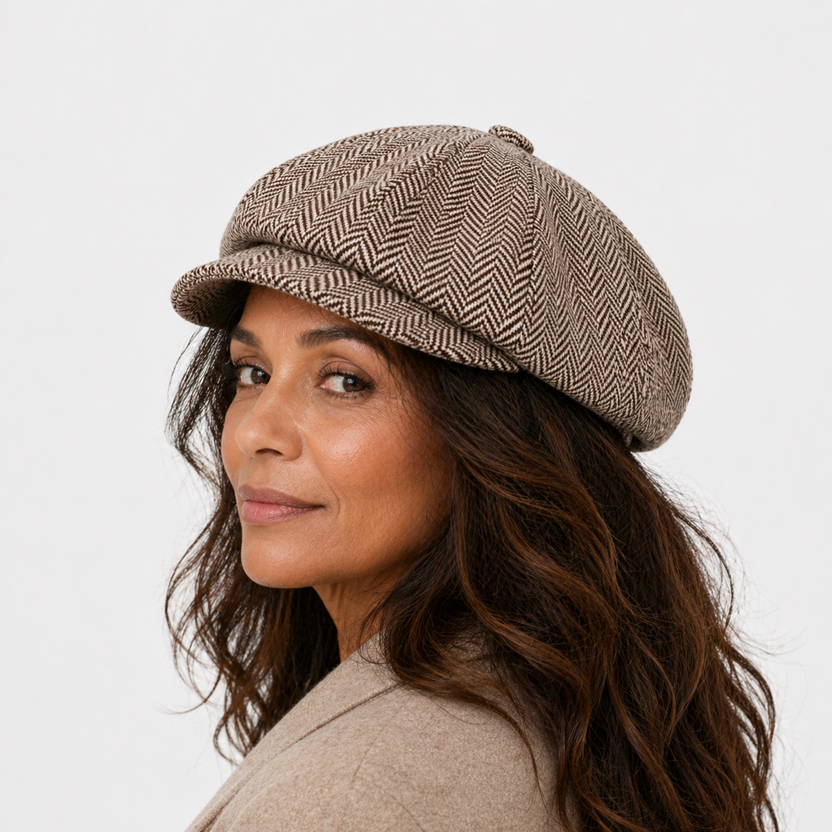 Toque Marron clair en coton avec visière