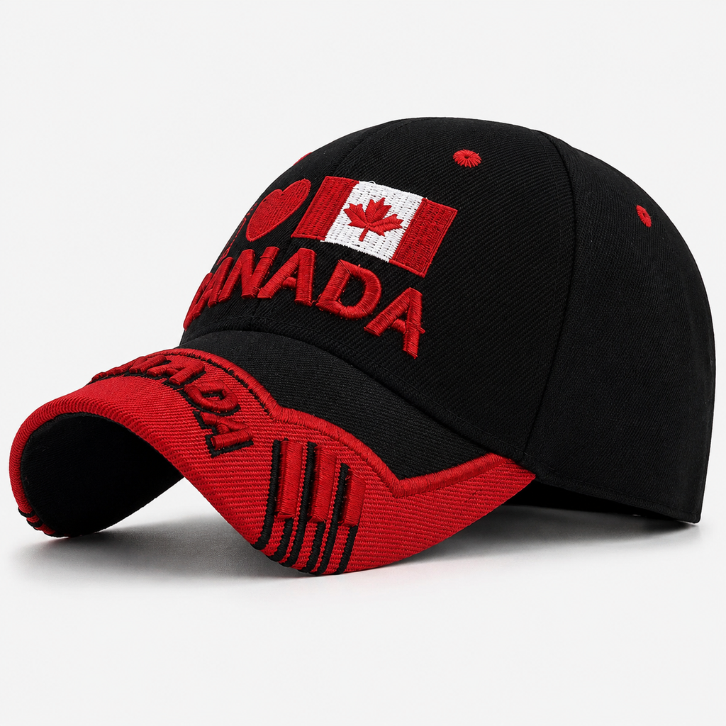 Casquette Canada Noire Rouge Brodée Homme & Femme