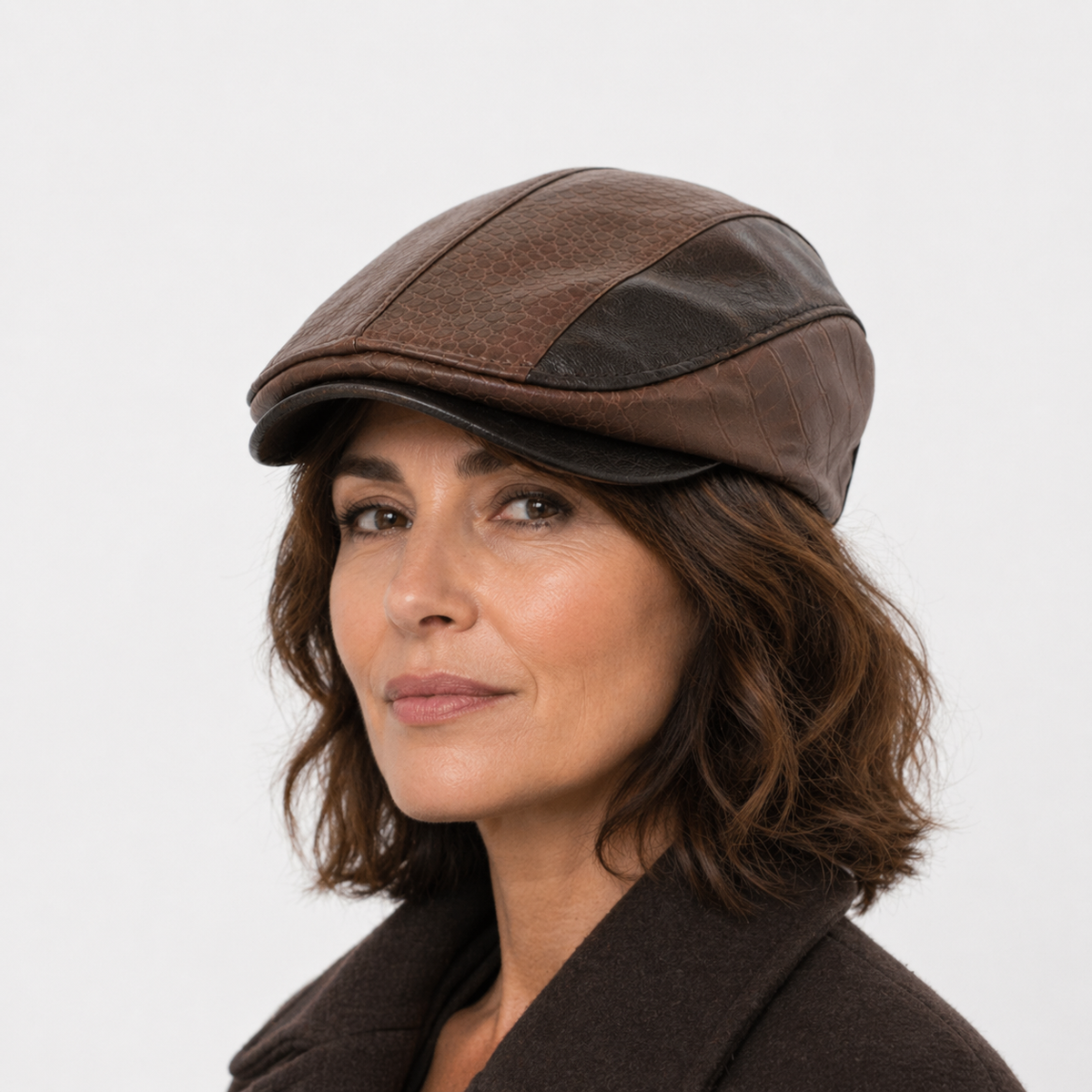 Couvre chef Chic en écaille Marron en cuir