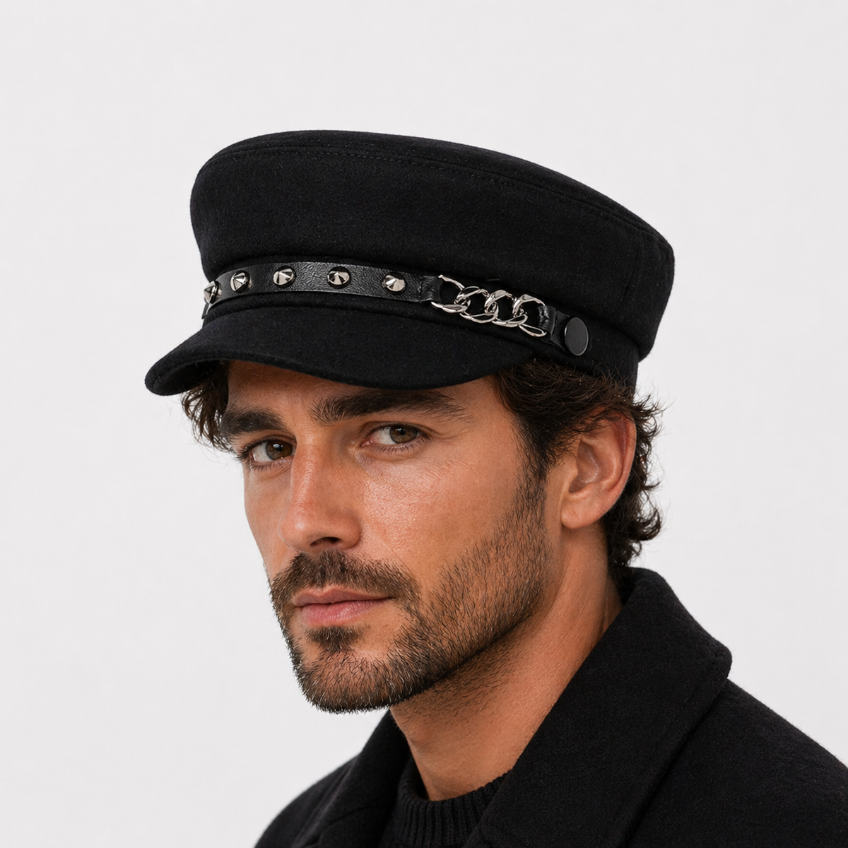 Casquette Gavroche Noir avec Détail sur la visière
