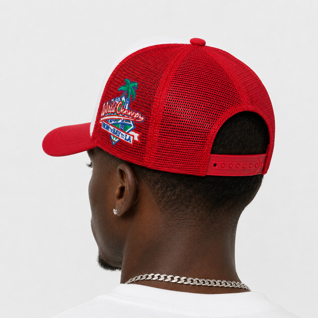 Casquette Trucker LA Rouge et Blanche – Filet Respirant Vintage