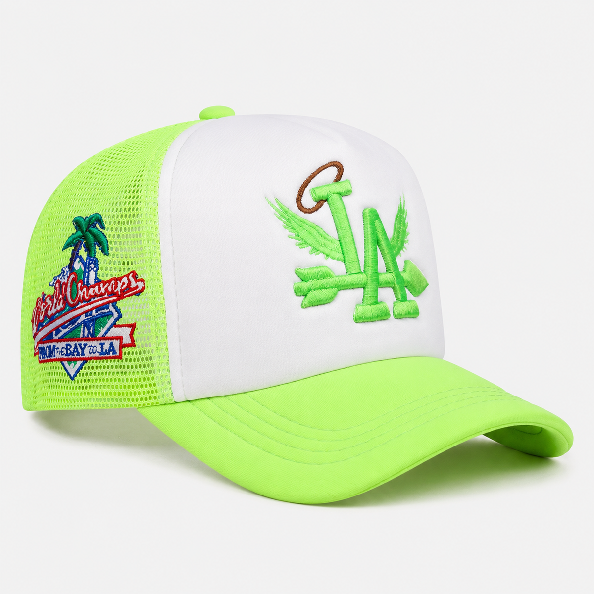 Casquette Trucker LA Vert Fluo – Style Streetwear Respirant