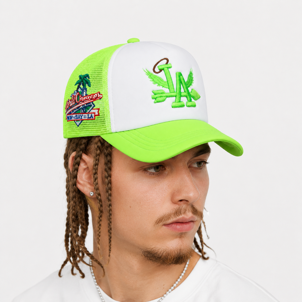 Casquette Trucker LA Vert Fluo – Style Streetwear Respirant