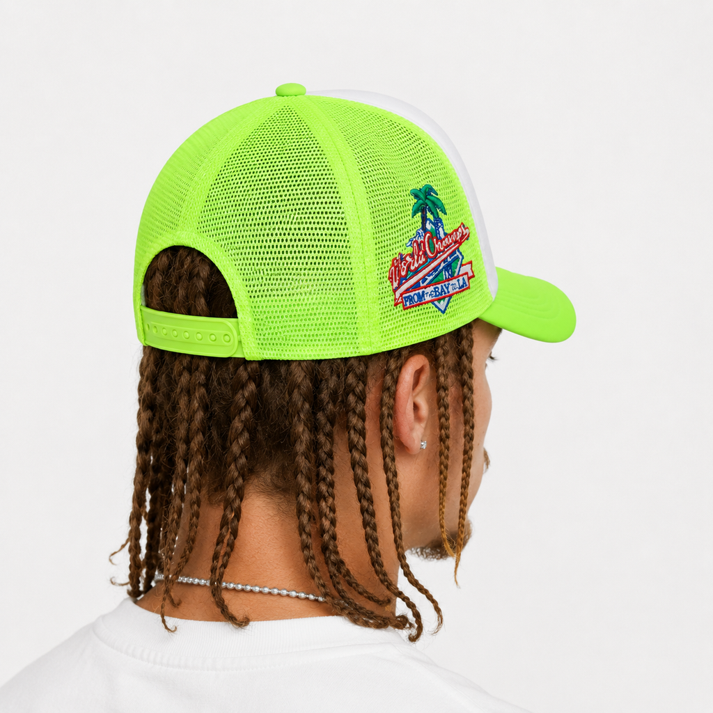 Casquette Trucker LA Vert Fluo – Style Streetwear Respirant
