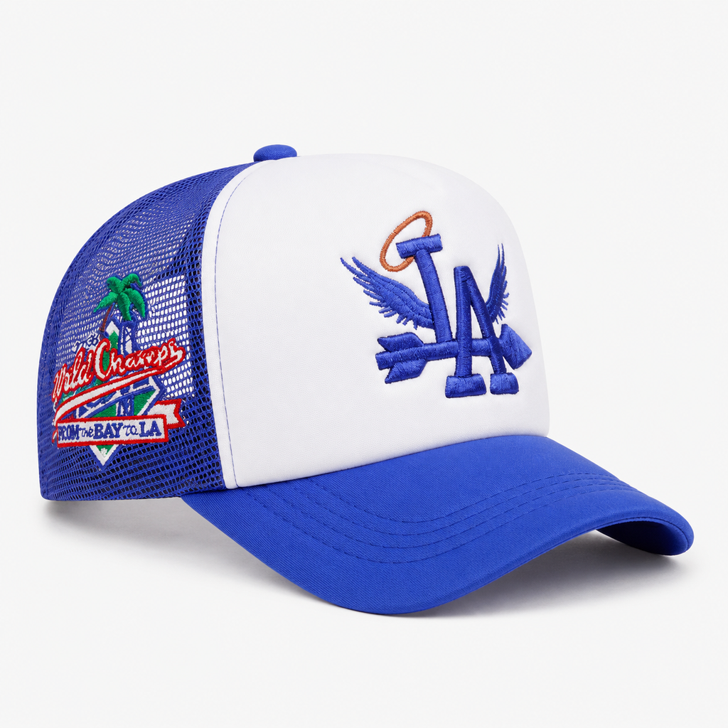 Casquette Trucker LA Bleu Royal – Broderie 3D Ajustable