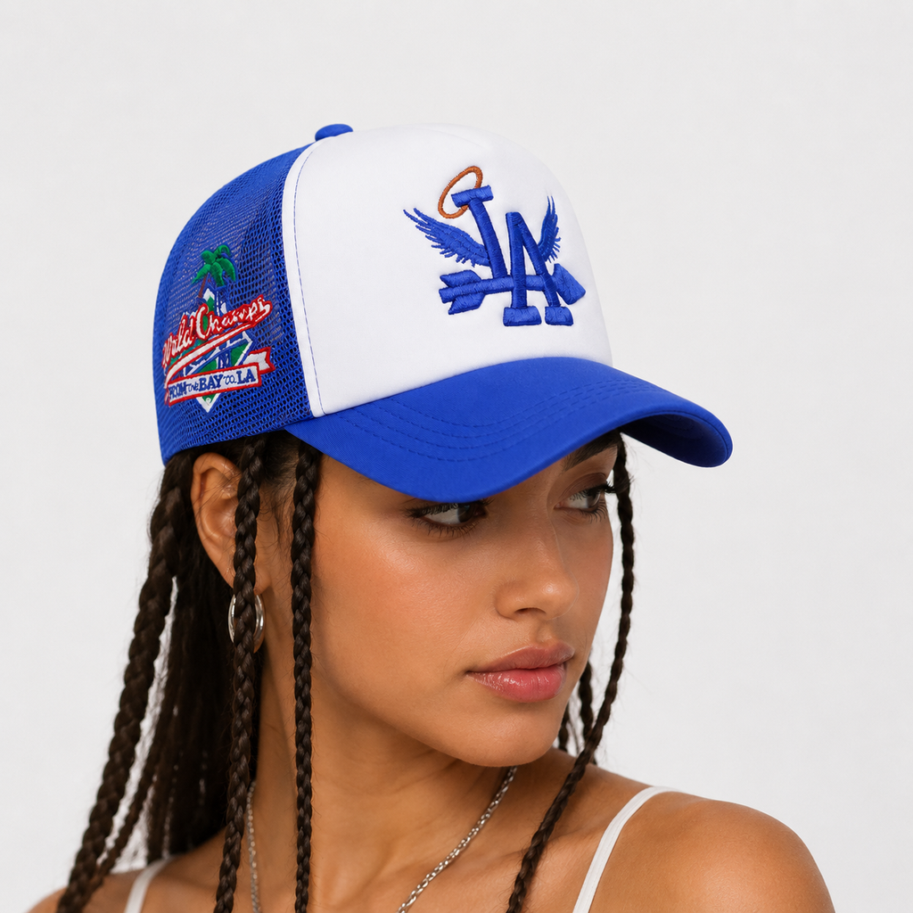 Casquette Trucker LA Bleu Royal – Broderie 3D Ajustable