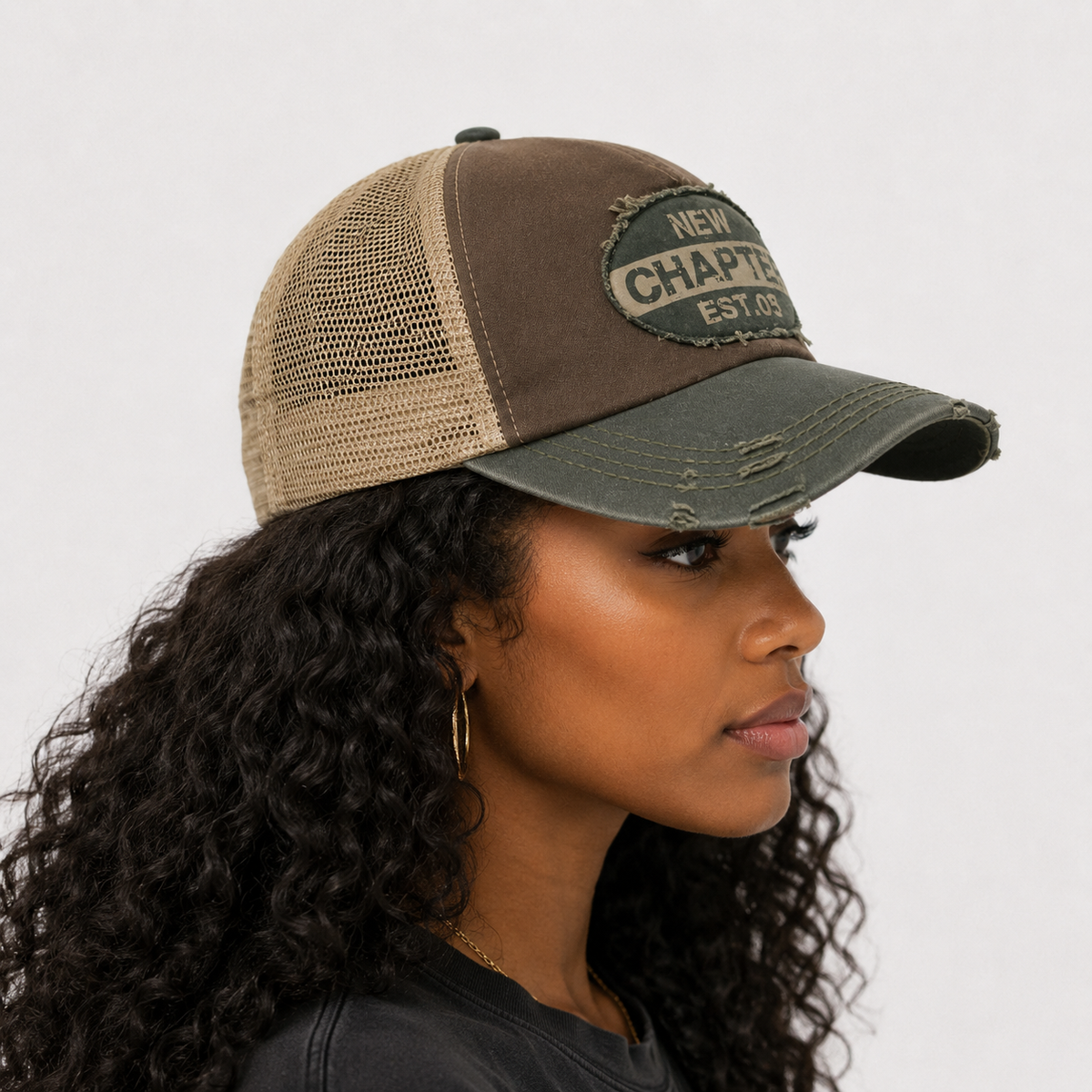 Casquette Trucker Vintage New Chapter Marron – Effet Usé