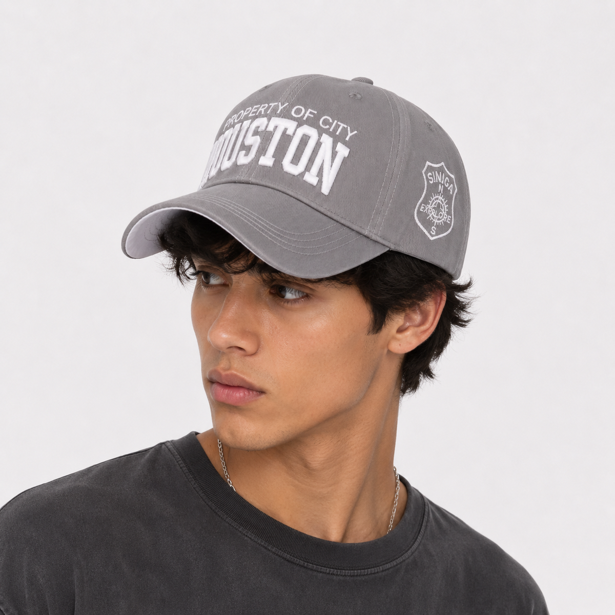 Casquette Boston Grise Brodée Style Baseball Unisexe
