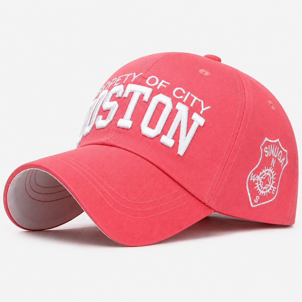 Casquette Boston Rose Brodée Blanche Femme & Homme