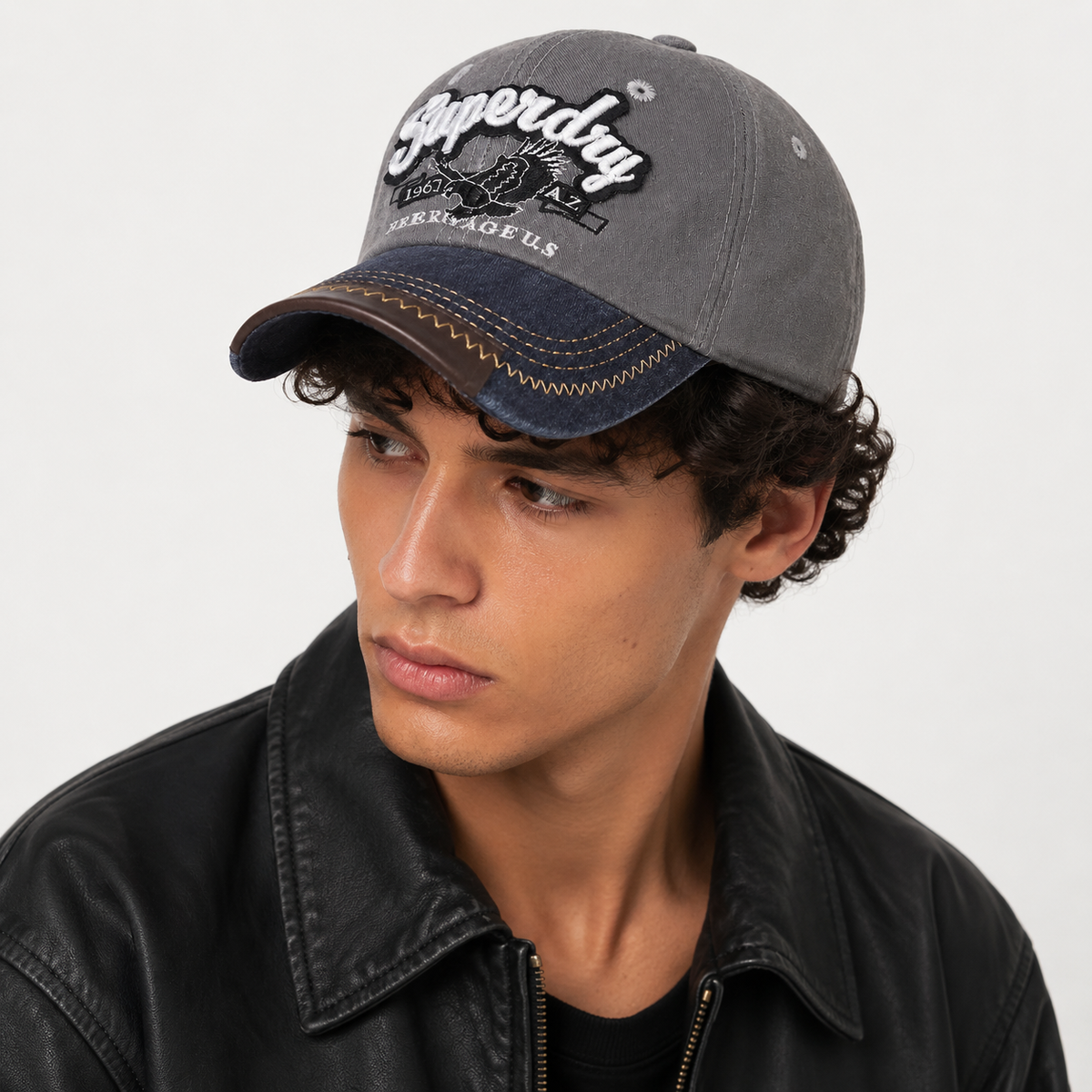 Casquette Vintage Superdry Grise Visière Denim