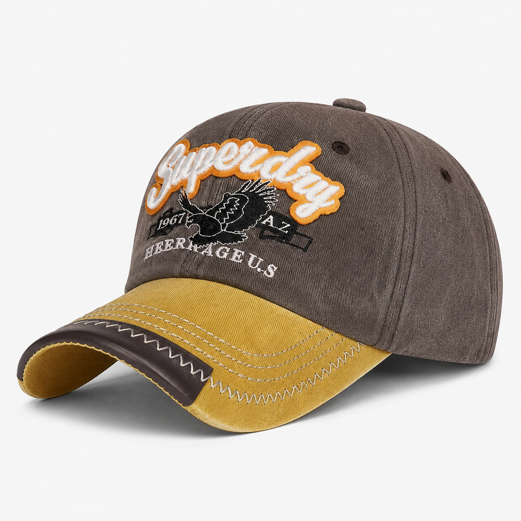 Casquette Vintage Superdry Marron Jaune Style Heritage