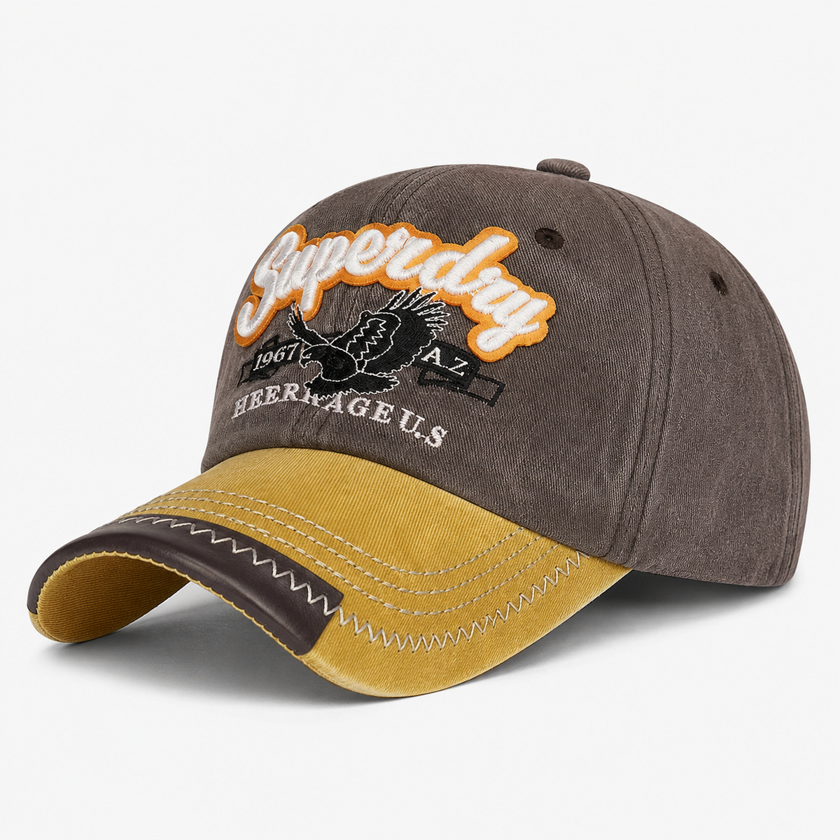Casquette Vintage Superdry Marron Jaune Style Heritage