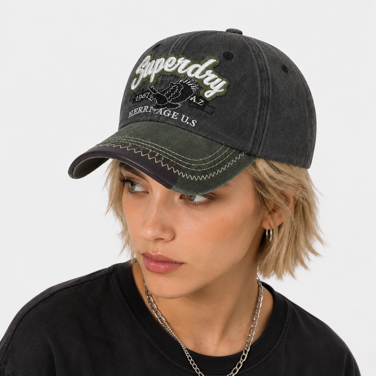 Casquette Vintage Superdry Noire Kaki