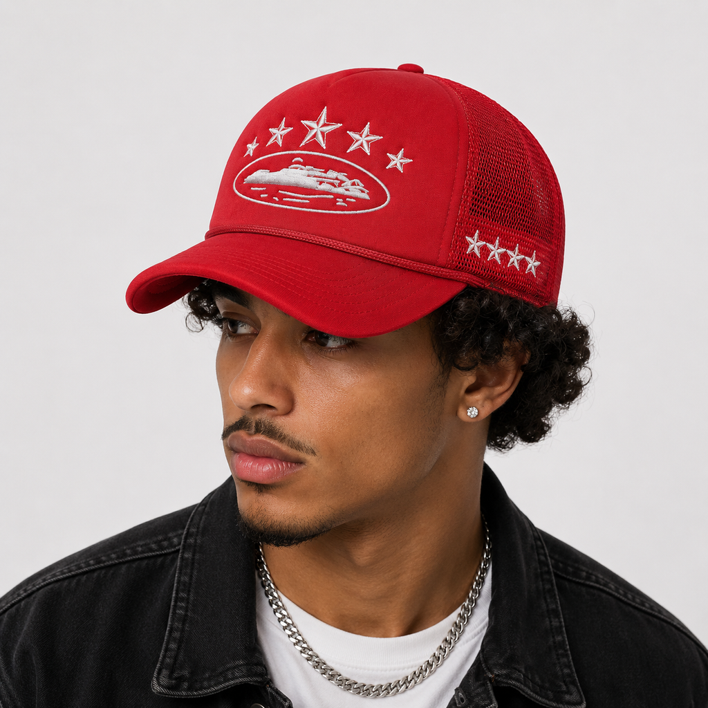 Casquette Trucker Rouge Yacht Brodée Streetwear