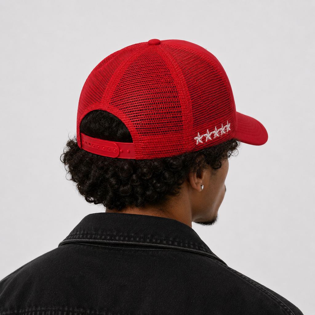 Casquette Trucker Rouge Yacht Brodée Streetwear