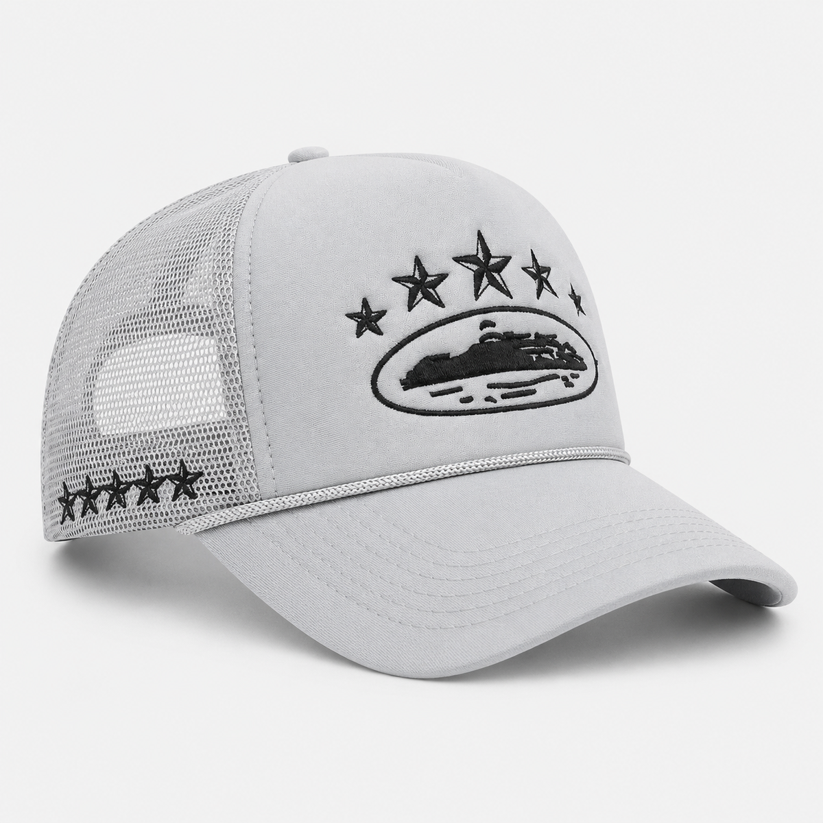 Casquette Trucker Grise Brodée Style Américain