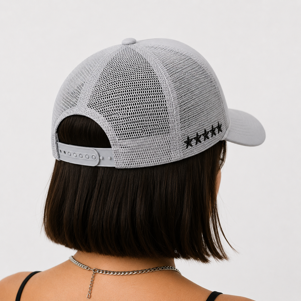 Casquette Trucker Grise Brodée Style Américain
