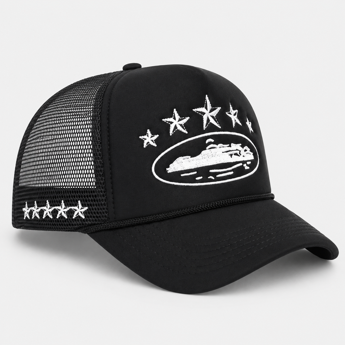 Casquette Trucker Noire Brodée Streetwear Unisexe