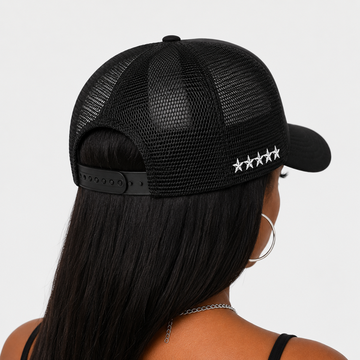 Casquette Trucker Noire Brodée Streetwear Unisexe