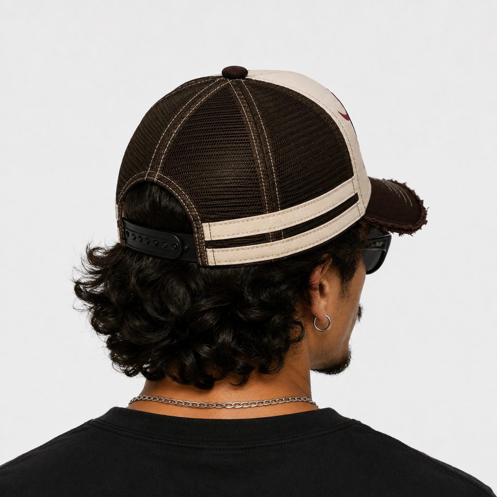 Casquette Trucker Western Black Rebel Marron Vintage