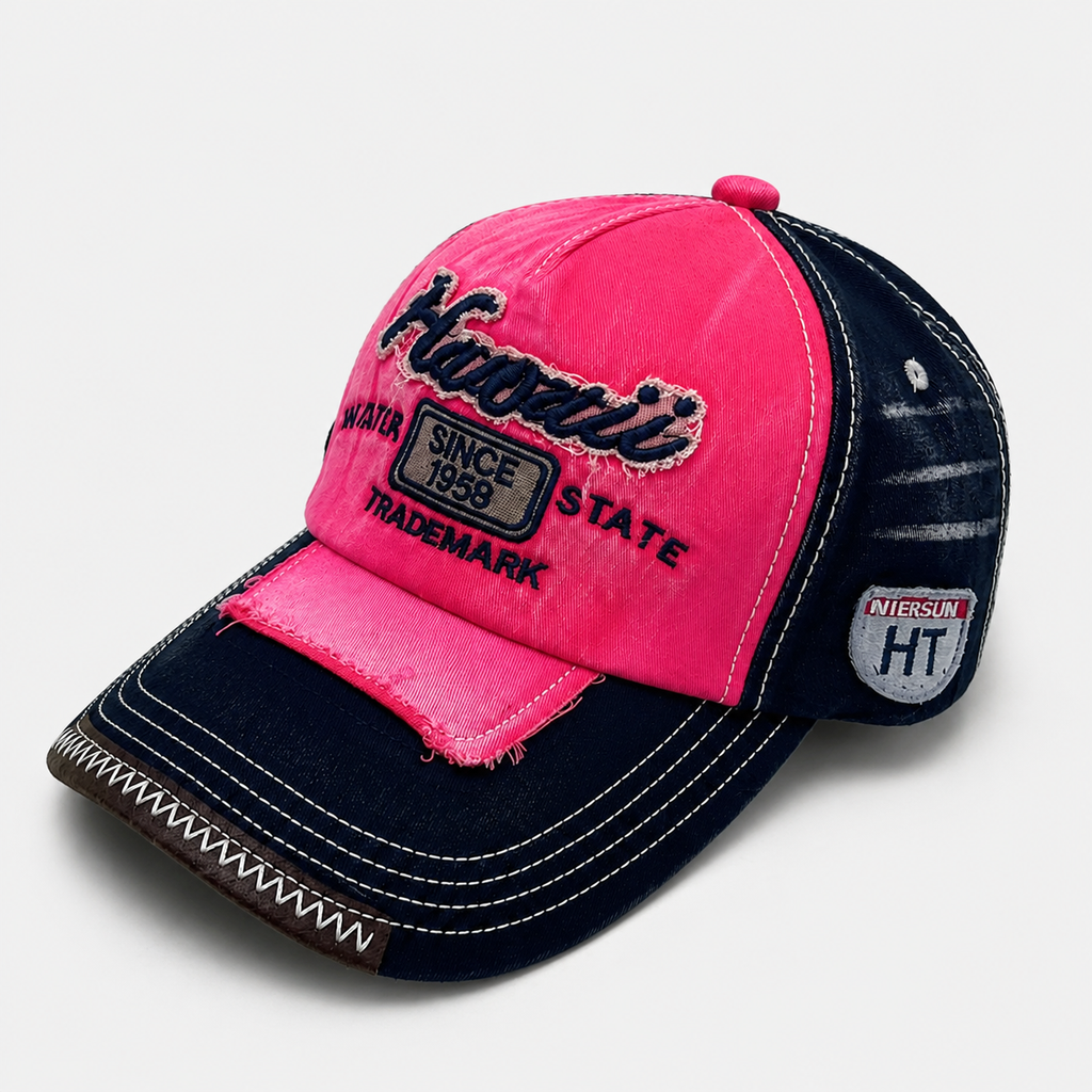 Casquette Baseball Vintage Rose Brodée