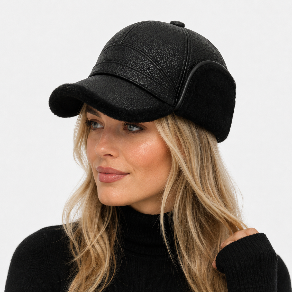 Casquette Hiver Noire avec Cache-Oreilles
