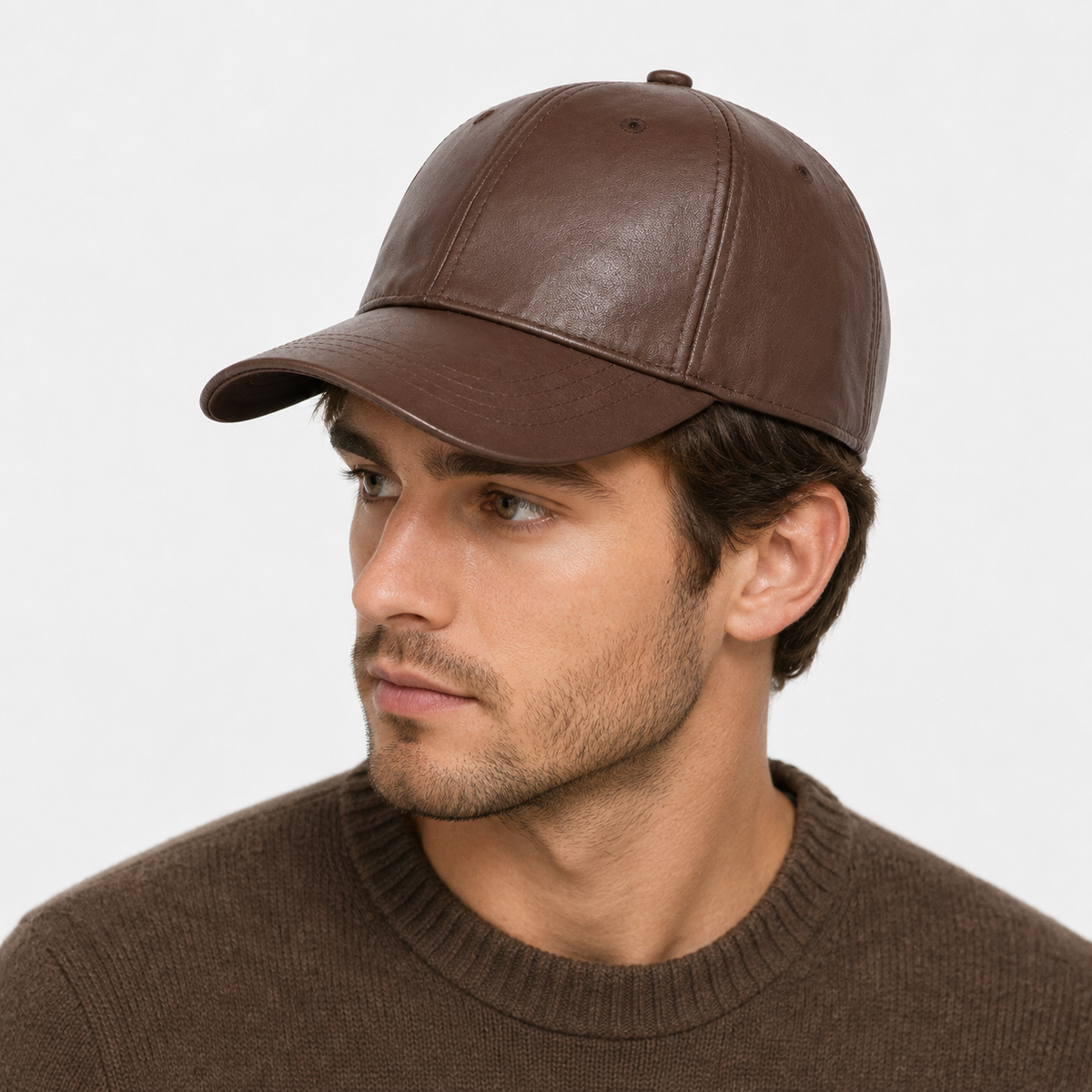 Casquette Cuir Marron Vintage Unisexe