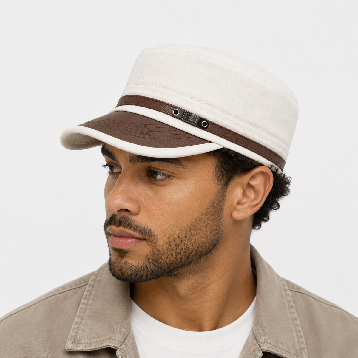 Casquette Style Militaire Blanche Vintage Unisexe
