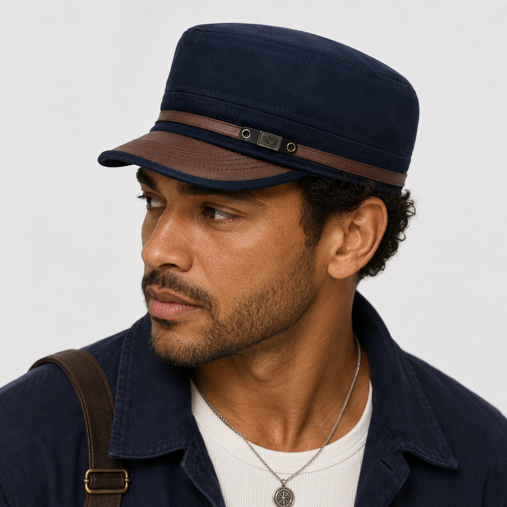 Casquette Militaire Bleu Marine Vintage Unisexe