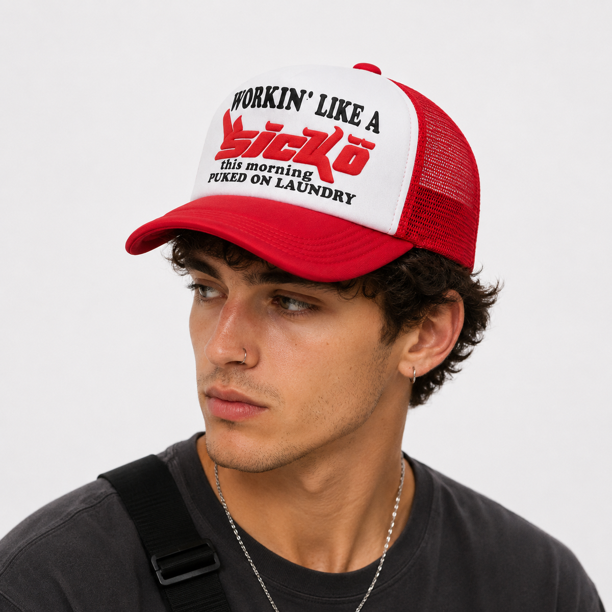 Casquette Trucker en mesh Rouge Vintage Unisexe