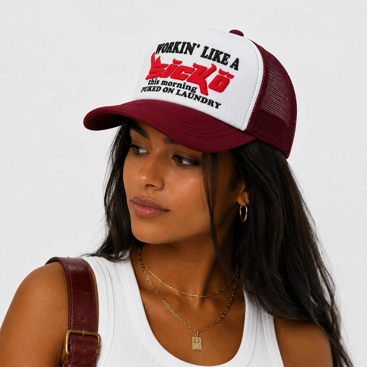 Casquette Trucker Bordeaux Vintage Unisexe