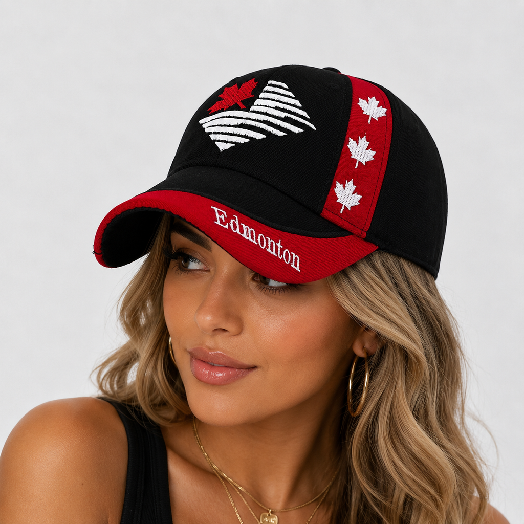 Casquette Edmonton Canada Noire Rouge Homme & Femme